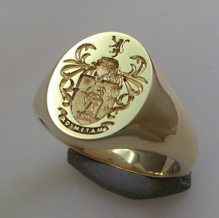 Coat of arms lion and archer seal engraved