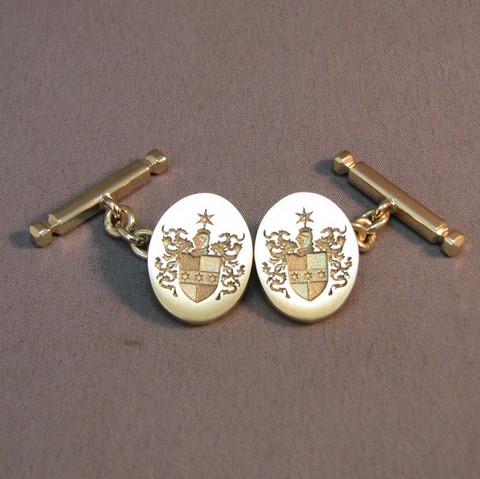 9ct chain link coat of arms cufflinks