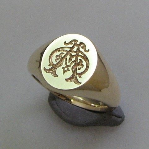 Custom monograms engraved on signet rings