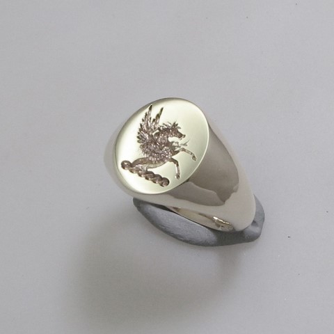 Pegasus engraved signet ring
