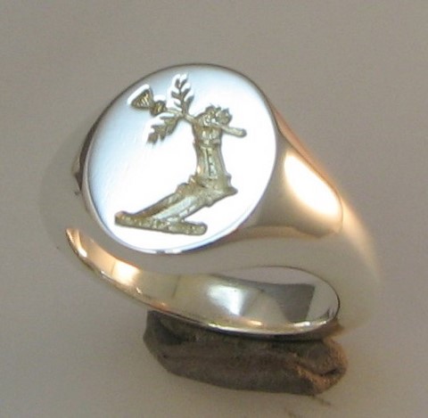 Arm with thistle Seal Engraved Crest Signet Ring