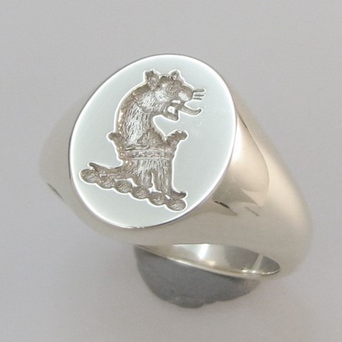 Leopard with crown collar crest seal engraved sterling silver 925 signet ring