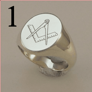 Simple square and compas engraved signet ring