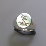 Stagg Head in Crown crest engraved signet ring