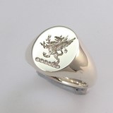 Fighting griffin crest seal engraved sterling silver 925 signet ring