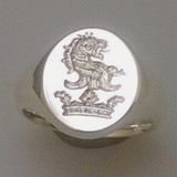 Lion head above crown crest seal engraved sterling silver 925 signet ring